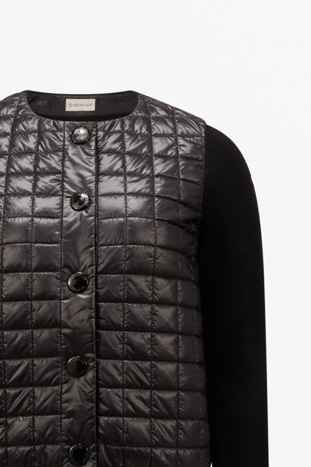 Moncler Hybrid-Strickjacke mit Knopfleiste in Schwarz