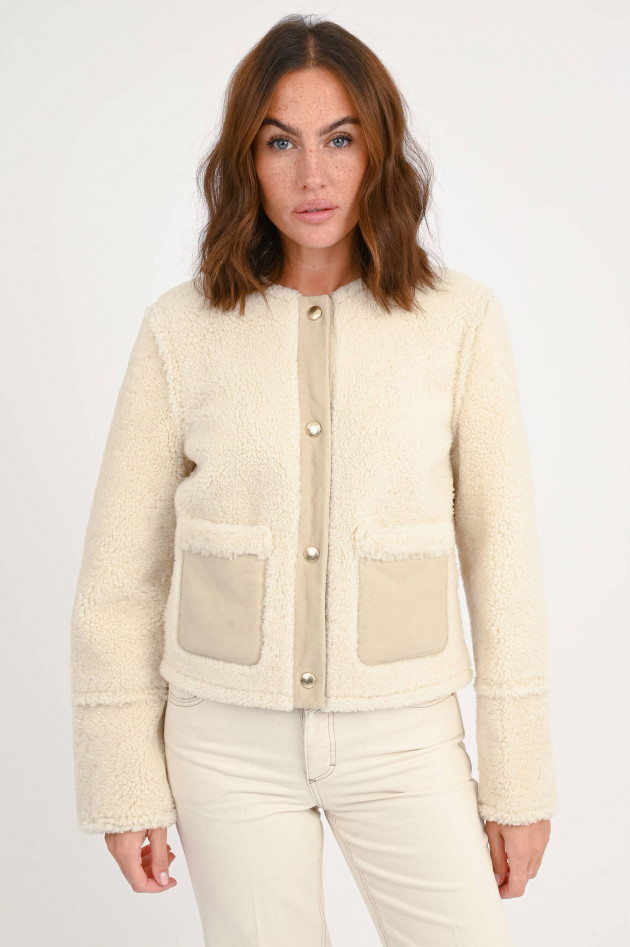 Moncler Lammfelljacke BOUGES in Creme