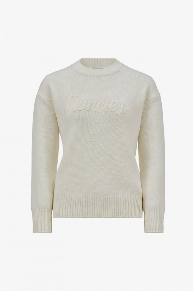 Moncler Pullover mit gesticktem Logo in Creme