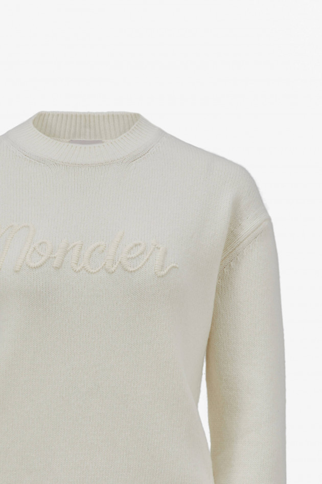 Moncler Pullover mit gesticktem Logo in Creme