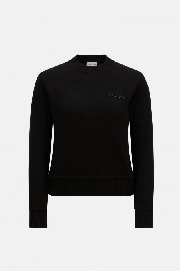 Moncler Pullover mit Perlenstickerei in Schwarz