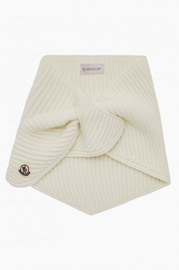 Moncler Dreieckstuch aus Woll-Cashmere-Mix in Creme