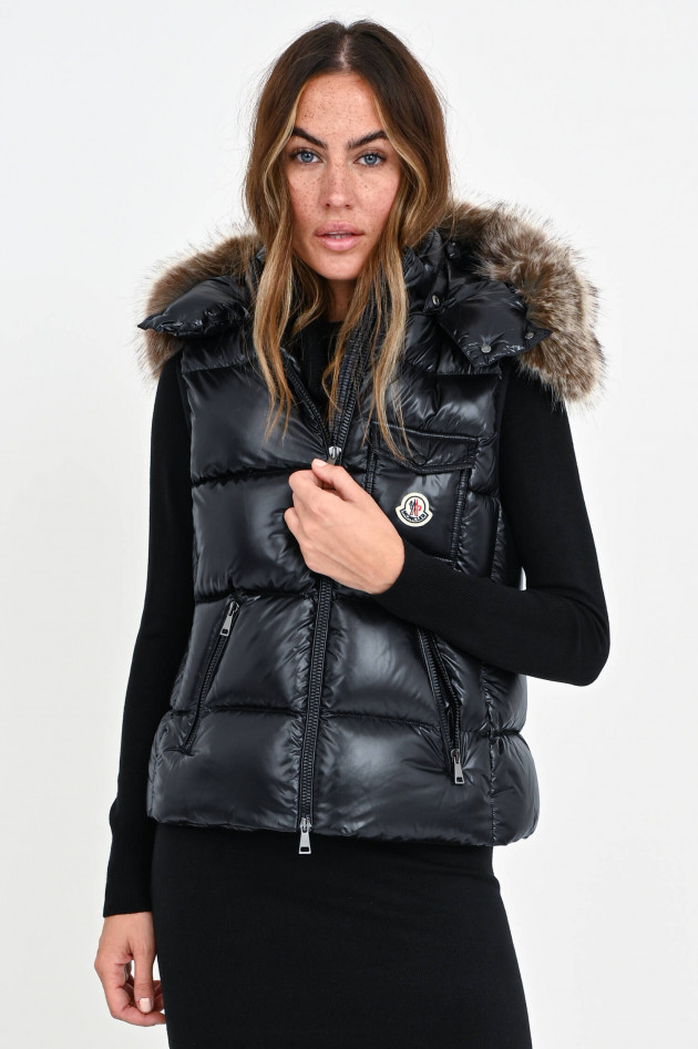 Moncler Gilet BALABIO mit Fuchspelz in Schwarz