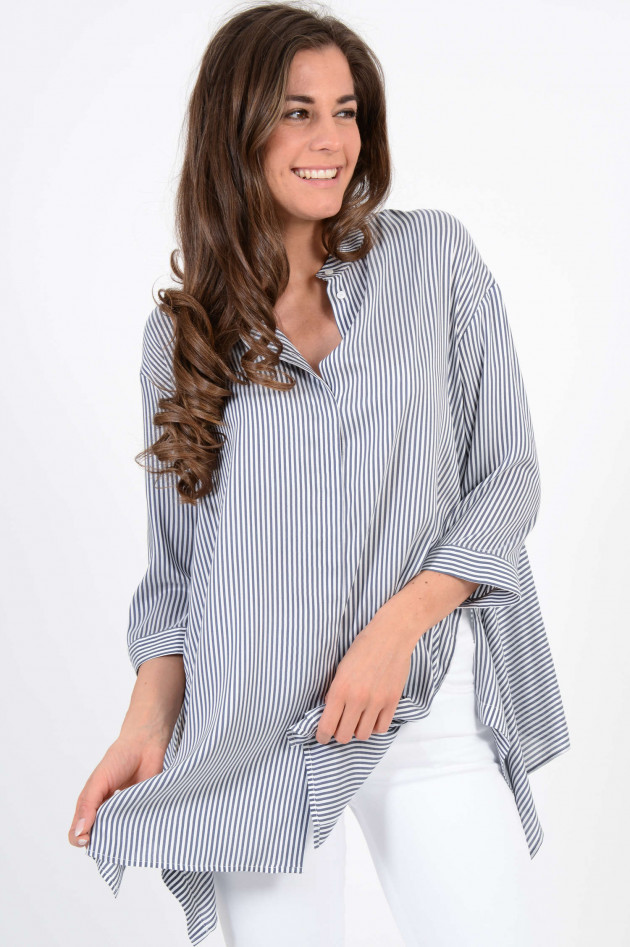 Peserico Oversized Bluse in Blau/Weiß gestreift