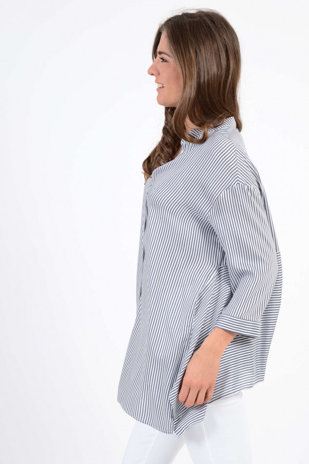 Peserico Oversized Bluse in Blau/Weiß gestreift