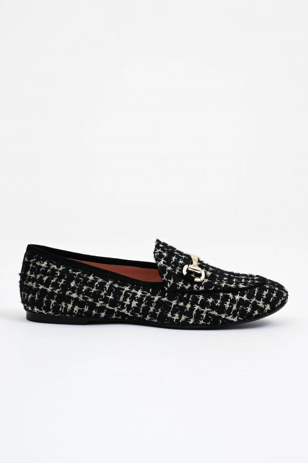 Pretty Ballerinas Loafer in Bouclé-Optik in Schwarz/Natur