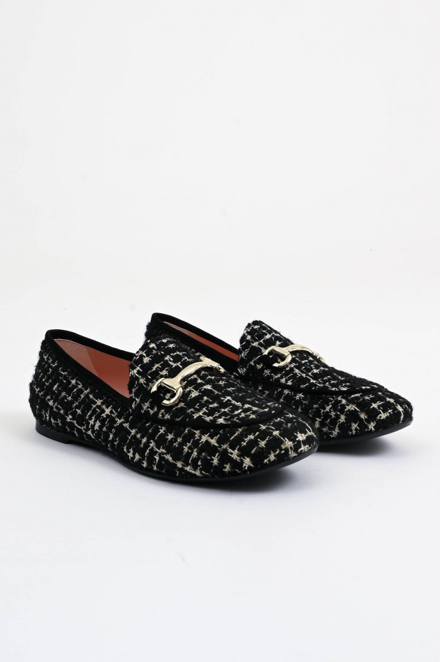 Pretty Ballerinas Loafer in Bouclé-Optik in Schwarz/Natur