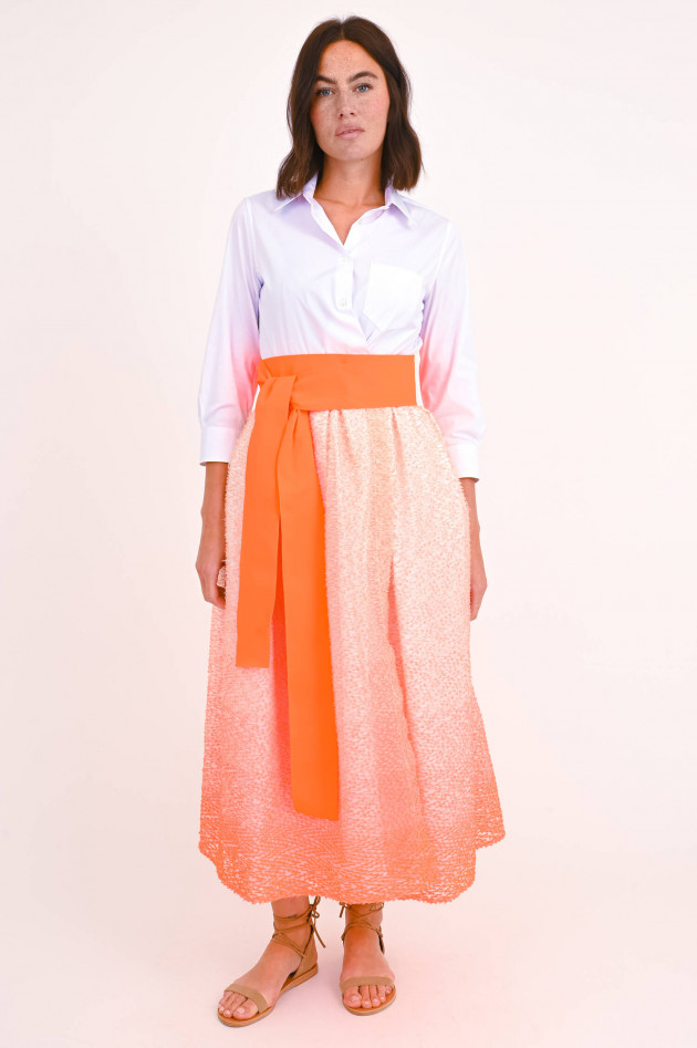 Sara Roka Midi-Kleid ELENA in Weiß/Neon-Orange
