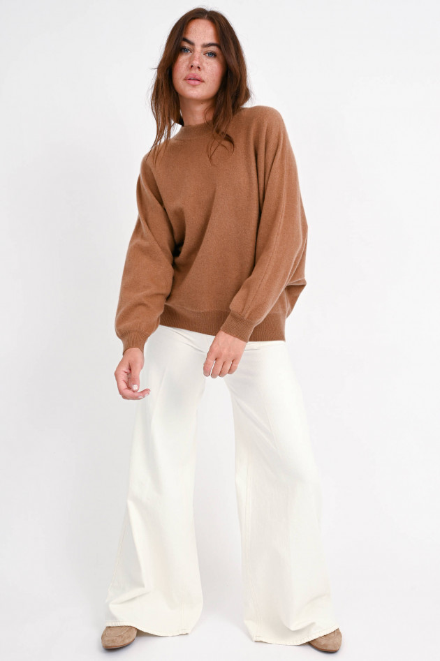 Sincerely Cashmere Pullover mit Fledermausarm in Cognac