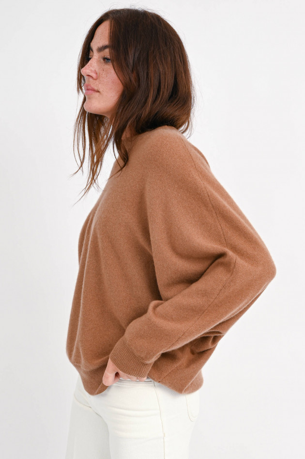 Sincerely Cashmere Pullover mit Fledermausarm in Cognac