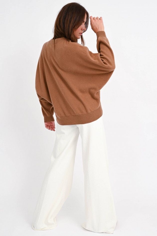 Sincerely Cashmere Pullover mit Fledermausarm in Cognac