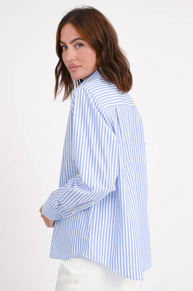 Soluzione Gestreifte Oversize-Bluse in Blau/Weiß