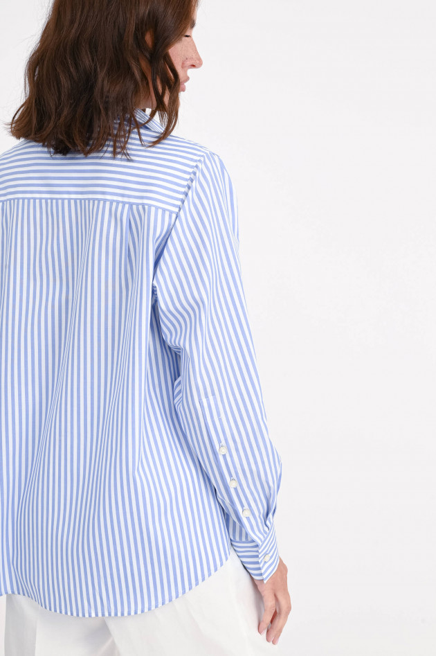 Soluzione Gestreifte Oversize-Bluse in Blau/Weiß