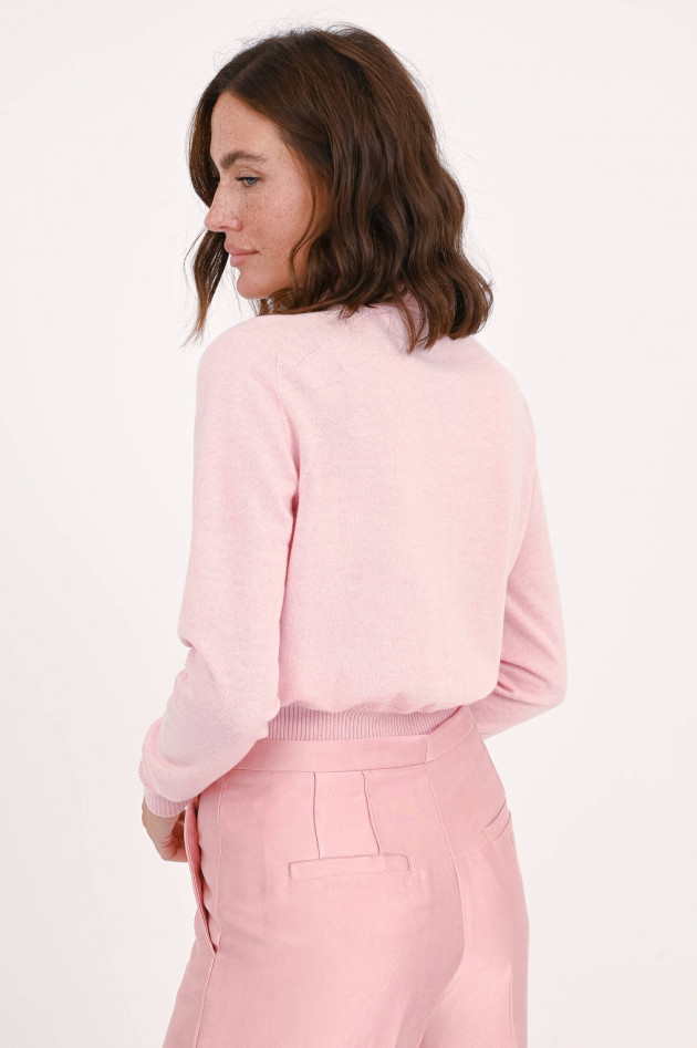 Sportmax Feinstrickweste mit Pelzkragen in Soft Pink