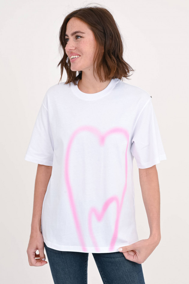 Sportmax Shirt LUIS mit Herzaufdruck in Weiß/Rosa