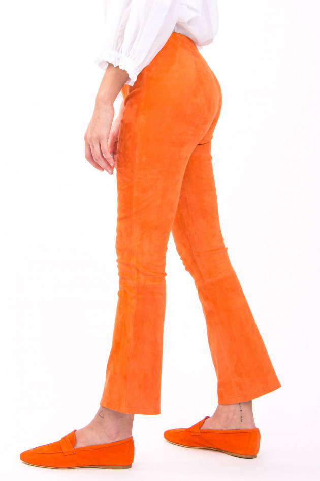 White T Raulederhose mit Kick in Orange