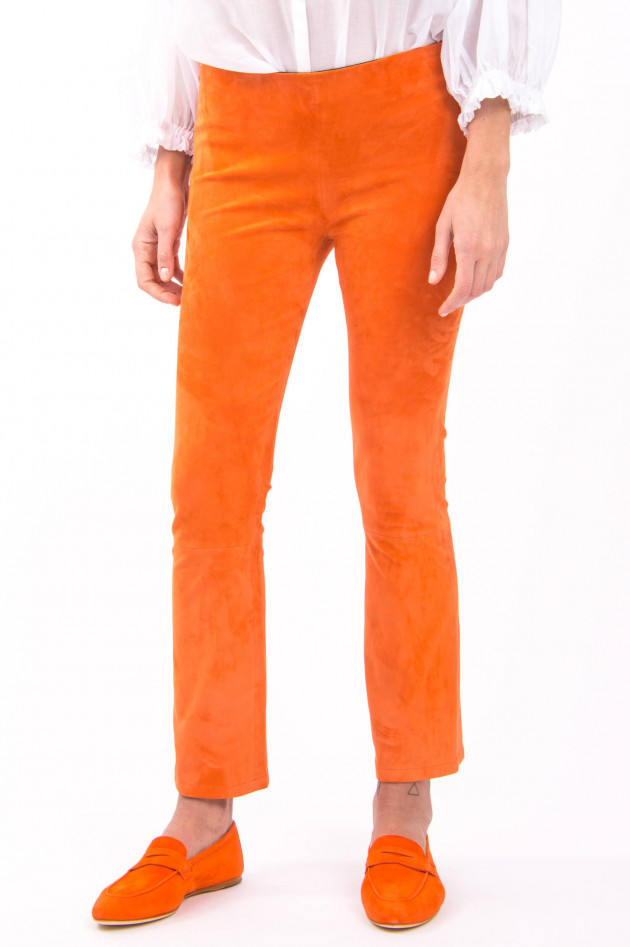 White T Raulederhose mit Kick in Orange