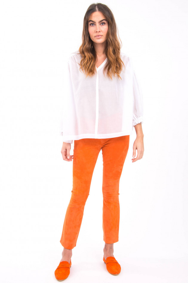 White T Raulederhose mit Kick in Orange