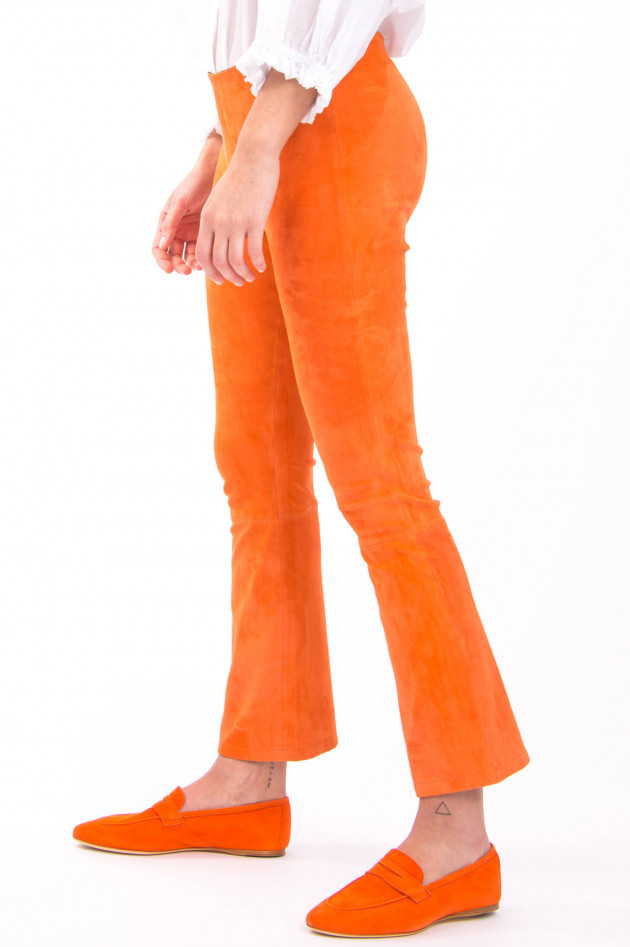 White T Raulederhose mit Kick in Orange