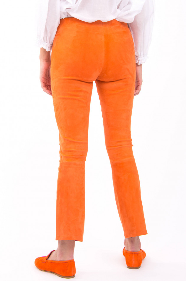 White T Raulederhose mit Kick in Orange