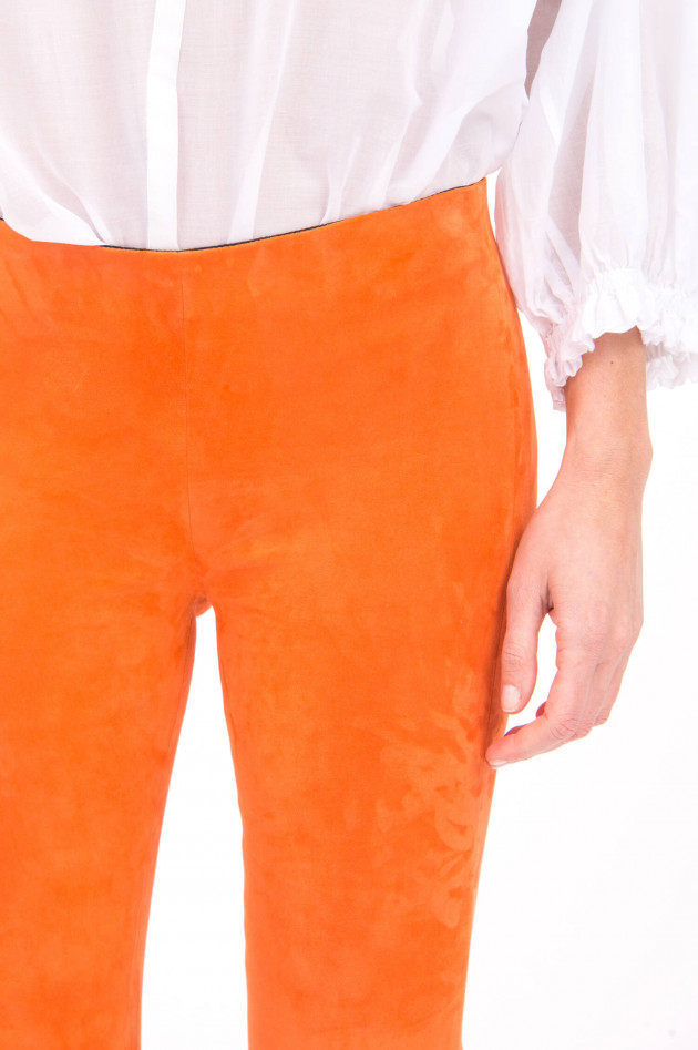 White T Raulederhose mit Kick in Orange