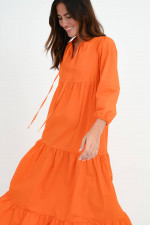 Kleid AZZURA mit Volants in Orange