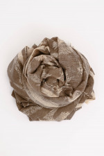 Cashmere-Schal BIRDS in Taupe/Creme