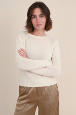 Cashmere Pullover mit Rippbund in Natur