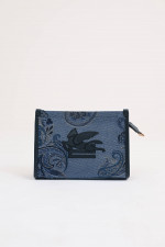 Clutch aus Jacquard-Denim in Blau