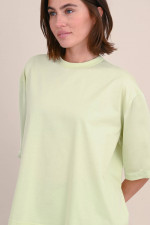 Relaxed T-Shirt mit Material-Mix in Pastell-Lime