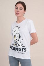 T-Shirt mit Peanut-Print in Weiß