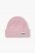 Rippstrick Beanie in Rosa meliert