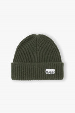 Rippstrick Beanie in Olivgrün