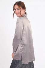 Oversize Bluse GRADARA in glänzendem Grau