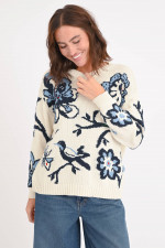 Pullover DOLMEN in Creme/Multicolor gemustert