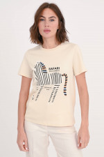 T-Shirt YEN mit Zebra-Print in Creme