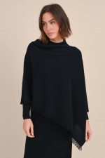 Cashmere Poncho in Schwarz