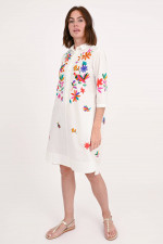 Hemdblusenkleid mit Print in Weiß/Multicolour