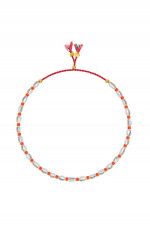 MINI FRESHWATER PEARL Halskette in Orange/Weiß