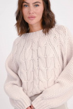 Cashmere-Pullover mit Zopfmuster in Sand