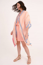 Poncho AFITOS in Peach/Multicolor gemustert