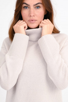 Turtleneck-Pullover aus Cashmere in Sand