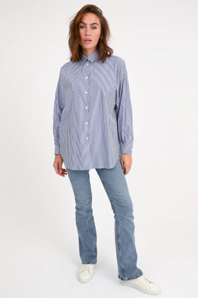 Oversize-Bluse GIORGIA in Blau/Weiß gestreift