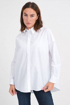 Oversize-Bluse aus Baumwolle in Weiß