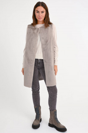 Gilet aus Kunstpelz in Taupe