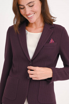 Blazer mit Fischgrätenstruktur in Violett