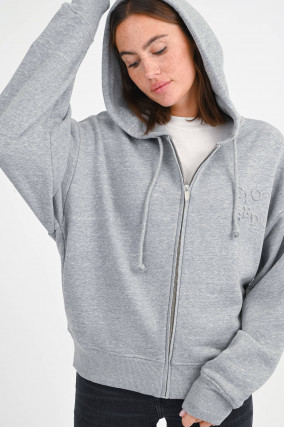 Hoodie Jacke in Grau meliert