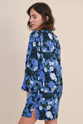 Mini-Kleid SILKA mit Allover Muster in Blau