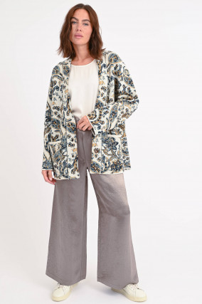 Cardigan mit Paisley-Muster in Creme/Multicolor
