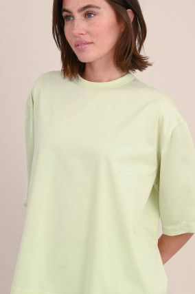 Relaxed T-Shirt mit Material-Mix in Pastell-Lime